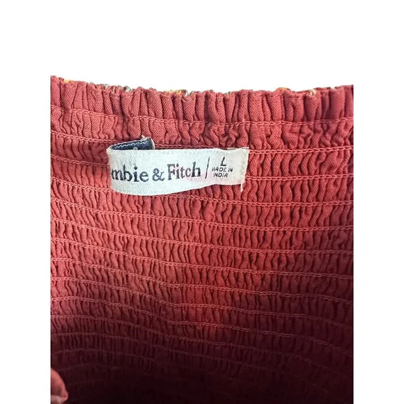 Abercrombie & Fitch Orange Floral Ruched Mini Dress Size Large - Picture 3 of 6